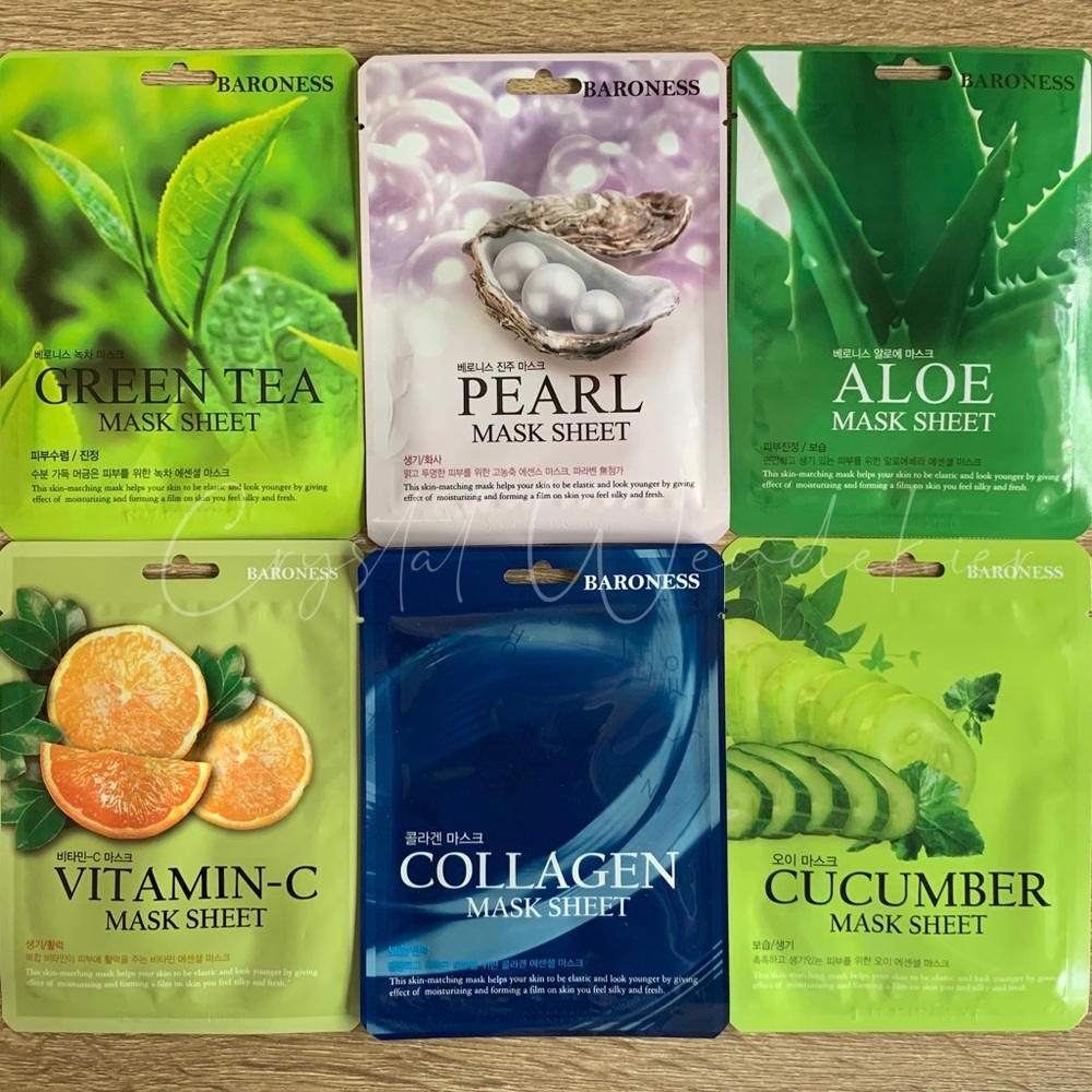 🔴Baroness Assorted Facial Sheet Masks | 12-Piece Set | Vitamin C Aloe Collagen